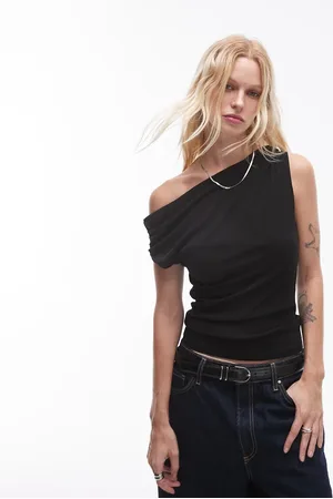 Topshop Asymmetrisk top med knudedetalje på skulderen