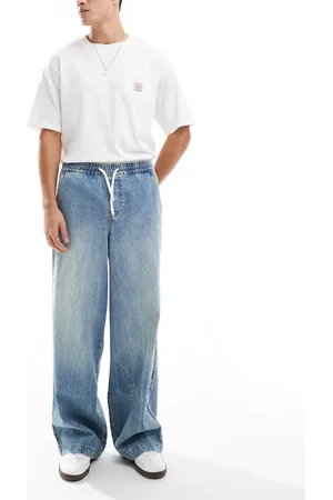 ASOS Blå og super-baggy pull-on jeans i lys vask
