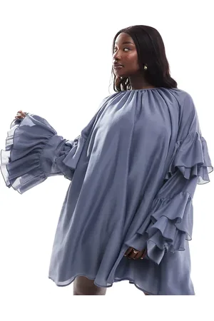 ASOS ASOS DESIGN Curve - minikjole i voile med flæseærmer