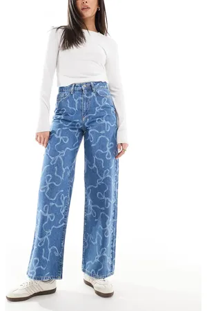 Threadbare Jeans med lige ben og gennemgående sløjfedesign i mellemvask