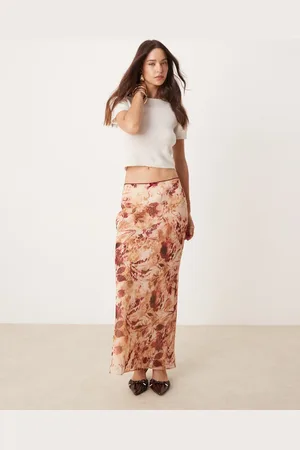 Miss Selfridge Maxinederdel i chiffon i dobbeltlag med -Multifarvet