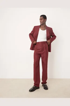 ASOS Bordeauxrøde habitbukser med lige ben i mat satin