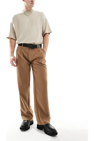 JACK & JONES Brune bukser med plisseringer foran og vide ben