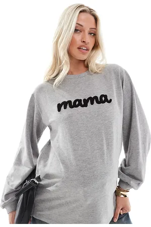 Mama;licious Mamalicious Maternity - Gråmeleret amme-sweatshirt med "mama"-logoapplikation