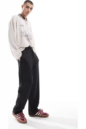 Bershka Sorte bukser med vide ben i scuba-stof