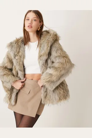 ASOS Jakke i imiteret pels med hætte og kontrastdetaljer