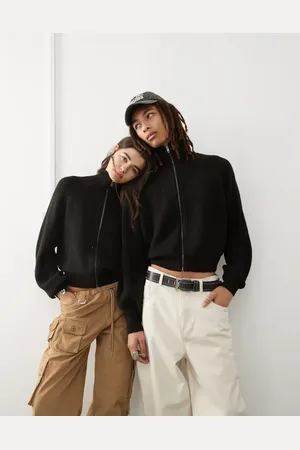 COLLUSION Unisex - cardigan med gennemgående lynlås