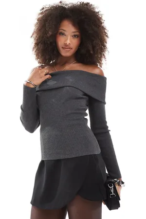 Miss Selfridge Strikket bardot-top med foldekant