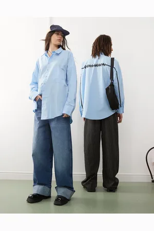 COLLUSION Unisex - Oversized skjorte med rygprint
