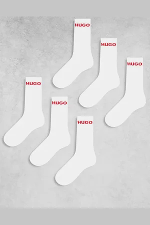 HUGO BOSS HUGO Bodywear - Pakke med 6 par hvide sokker med logo i ribstrik