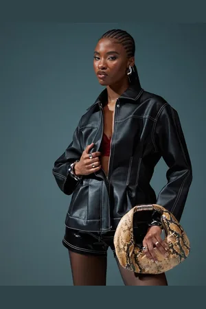 ASOS Jakke i læderlook med indsyet talje