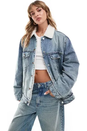 ASOS Vintage- denimjakke med imiterede lammeskindskanter