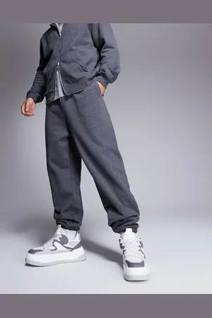 ASOS Premium - Koksgrå, melerede, premium og oversized joggingbukser i kraftigt 400 gsm-stof