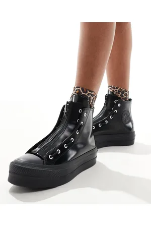 Converse Chuck Taylor All Star Hi Lift - Sorte sneakers i læder