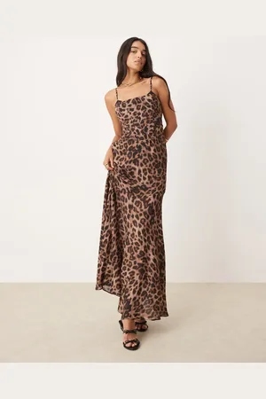 Forever New Maxikjole med korsetdesign og synlige skåle i leopardprint-Brun