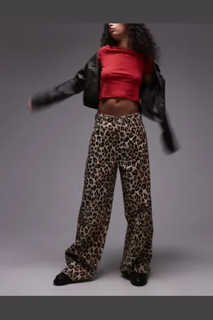 MANGO Brune og oversized jeans med lige ben og leopardprint