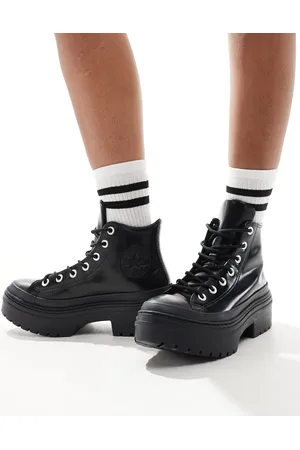 Converse Chuck Taylor - All Star - Sorte sko med rillet sål i læder