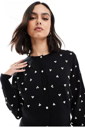 The Frolic Cardigan med pufærmer, perledetalje og diamantformede syninger - Kun hos ASOS