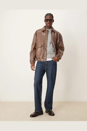 ASOS Oversized harrington-jakke i imiteret læder med slid
