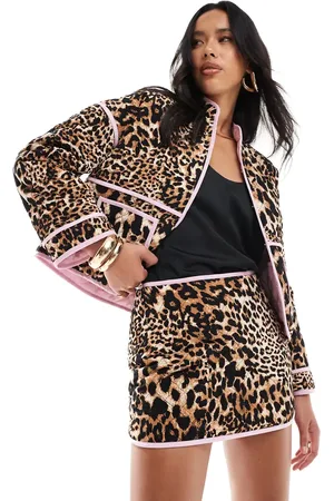 The Frolic Vatteret mininederdel med kontrasterende kantbånd og leopardprint - Del af sæt - Kun hos ASOS-Multifarvet