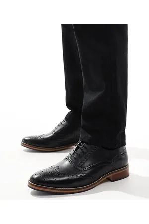 ASOS Sorte Broguesko i læder med naturlig sål og farvede detaljer