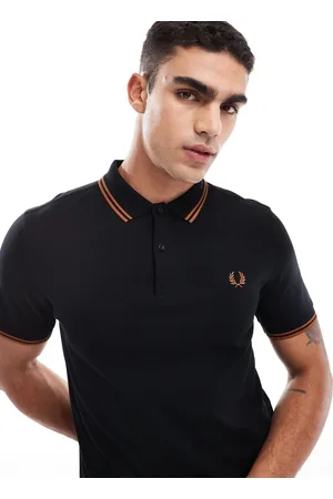 Fred Perry Og orange poloskjorte med to striber i kanterne