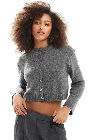 Pull&Bear Mørkegråmeleret mikro-cardigan