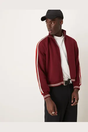 ASOS Bordeauxrød og oversized træningsjakke med kantstriber