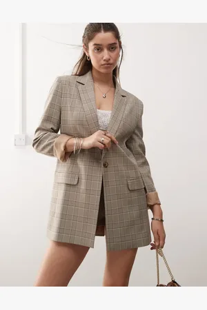 Miss Selfridge Oversized løstsiddende blazer med ternet print - Del af sæt-Multifarvet