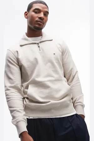 Tommy Hilfiger Råhvid sweatshirt med 1/4 lynlås