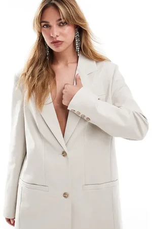 Pretty Lavish Oversized kalkhvid blazer med firkantet pasform - Del af sæt