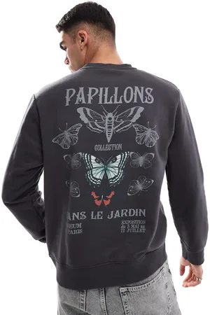 JACK & JONES Mørkegrå oversized sweatshirt med rund hals og 