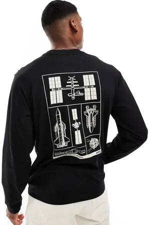 HUGO BOSS Langærmet t-shirt med afslappet pasform og print på ryggen
