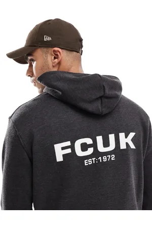 French Connection French Connection - Afslappet koksgrå hættetrøje med logoprint