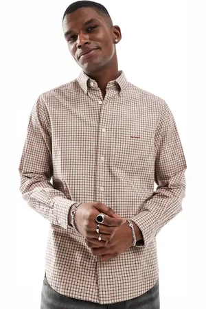 GANT Tattersall - Beige skjorte med logo-Neutral