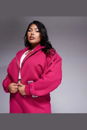 ASOS Weekend Collective Curve - Bordeauxpink cropped jakke med lille vævet mærke-Rød