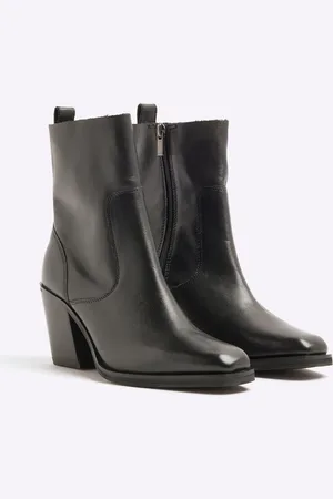 River Island Sorte cowboystøvler i læder