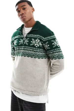 Ralph Lauren Sweatshirt med halv lynlås og geometrisk print i polar-fleece-Marineblå