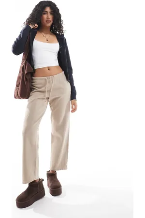 Pull&Bear Vasket joggingbukser med vide ben-Neutral