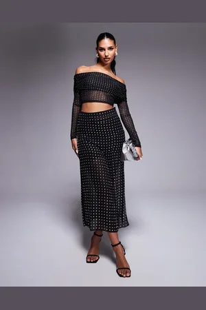 ASOS Og transparent maxinederdel med hotfix-rhinsten