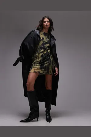 Topshop Minikjole i krølstof med udtværet print