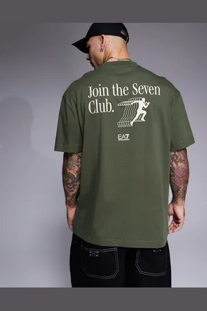 EA7 Grøn T-shirt med logo på brystet og print på ryggen