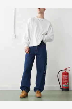 Dr Denim Colt Worker - Posede cargo-jeans med mellemhøj talje, vide ben og arbejderdetaljer i retro-mørkeblå