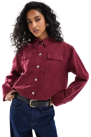 ASOS Jakke med opsmøg på ærmerne i denim-Rød