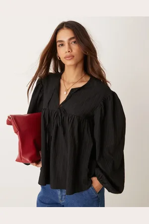 ASOS Smock-top med bindedetalje i halsen i jacquard