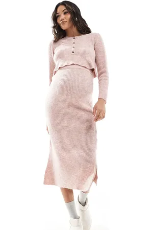Mama;licious Mamalicious Maternity - Strikket og cropped lyserød cardigan - Del af sæt