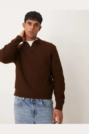 ASOS Afslappet strikket trøje med firkantet snit vaffeltekstur og hak i halsen