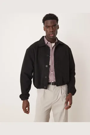 ASOS Grå oversized cropped cardigan med krave i velour