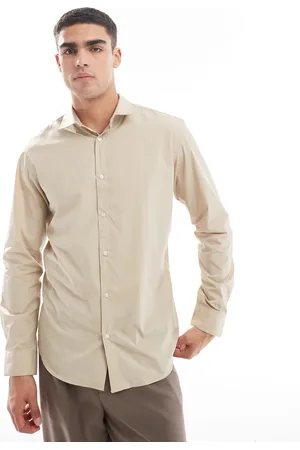 JACK & JONES Beige elegant skjorte i slim fit-Blå