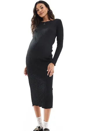 Mama;licious Mamalicious - Maternity - tekstureret midikjole med bådudskæring